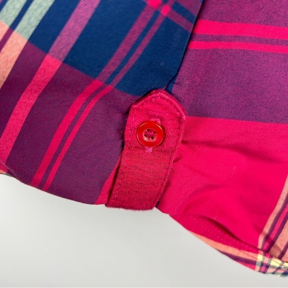 Kuhl Casual Plaid Western Nylon Long Roll Tab Sleeve Button Down Shirt XL Pink - Picture 12 of 16